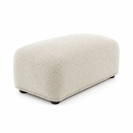 Pouf rettangolare in tessuto bouclé beige