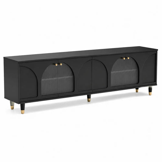 Mobile TV in Legno MDF e Vetro Temperato Nero